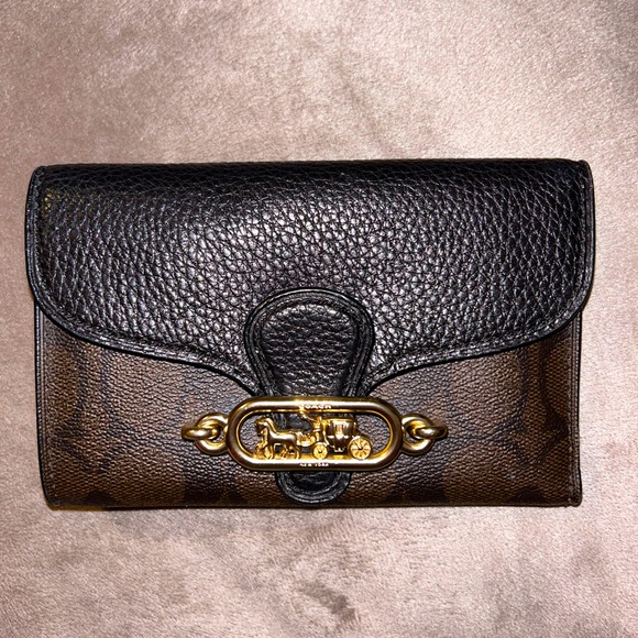 COACH Jade medium envelope wallet black and dark brown like new - Picture 1 of 4